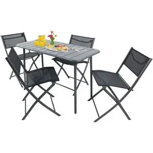Höffner Gartenmöbel 5er-Set   ¦ schwarz ¦ Maße (cm): B: 110 H: 72