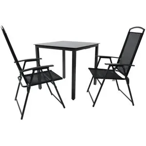 Höffner Gartenmöbel 3er-Set   ¦ schwarz ¦ Maße (cm): B: 80 H: 76