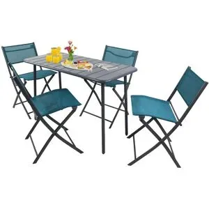 Höffner Gartenmöbel 5er-Set   ¦ türkis/petrol ¦ Maße (cm): B: 110 H: 72