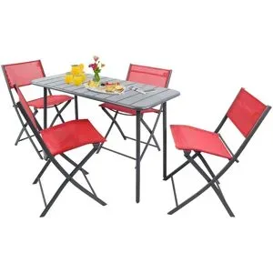 Höffner Gartenmöbel 5er-Set   ¦ rot ¦ Maße (cm): B: 110 H: 72