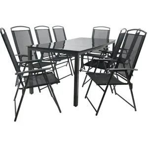 Höffner Gartenmöbel 9er-Set   ¦ schwarz ¦ Maße (cm): B: 190 H: 76