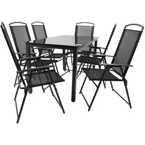Höffner Gartenmöbel 7er-Set   ¦ schwarz ¦ Maße (cm): B: 140 H: 76