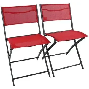 Höffner Gartenstuhl 2er-Set   ¦ rot ¦ Maße (cm): B: 45 H: 79