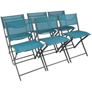 Höffner Gartenstuhl 6er-Set   ¦ türkis/petrol ¦ Maße (cm): B: 45 H: 79