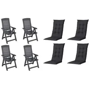 Siena Garden Gartensessel 8er-Set  Tampa ¦ grau ¦ Maße (cm): B: 61 H: 109