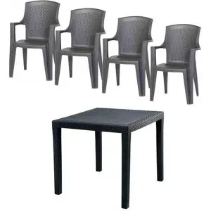 Siena Garden Gartenmöbel 5er-Set  Eden ¦ grau ¦ Maße (cm): B: 79 H: 91