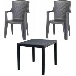 Siena Garden Gartenmöbel 3er-Set  Eden ¦ grau ¦ Maße (cm): B: 79 H: 91