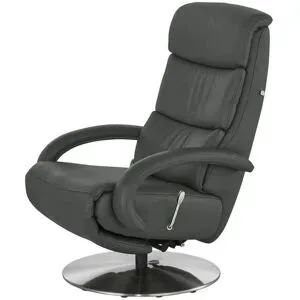 Hukla Leder-Relaxsessel  Florian ¦ grau ¦ Maße (cm): B: 73 H: 109 T: 91.0