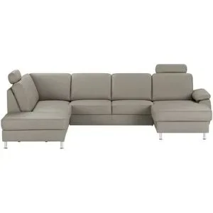 meinSofa Wohnlandschaft mit Sitz- und Rückenbezug aus Leder Kathi ¦ grau ¦ Maße