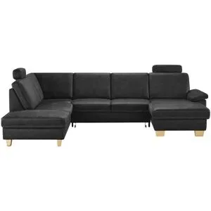 meinSofa Wohnlandschaft Kunstleder Samu ¦ schwarz ¦ Maße (cm): B: 316 H: 90 T: