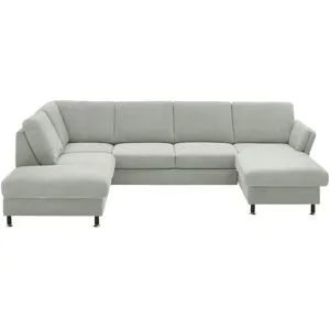 meinSofa Wohnlandschaft aus Flachgewebe Veit ¦ grau ¦ Maße (cm): B: 305 H: 90 T: