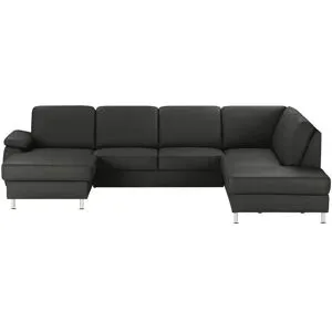 meinSofa Wohnlandschaft mit Sitz- und Rückenbezug aus Leder Kathi ¦ schwarz ¦