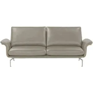 Nils Olsen Ledersofa aus Echtleder Alva ¦ grau ¦ Maße (cm): B: 214 H: 87 T: