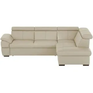 uno Ecksofa aus Echtleder Town ¦ grau ¦ Maße (cm): B: 264 H: 76 T: 210.0