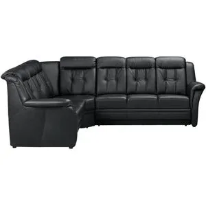 Polstermöbel Oelsa Komfort-Ecksofa aus Leder  Andorra ¦ schwarz ¦ Maße (cm): B: