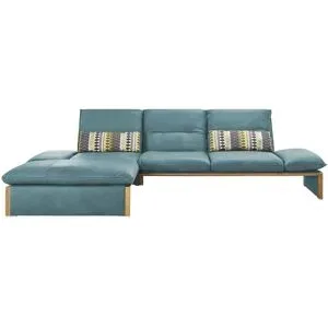 Koinor Leder-Ecksofa mit Massivholzrahmen aus Wildeiche Humfrey ¦ türkis/petrol