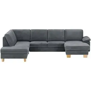 meinSofa Wohnlandschaft Leder Samu ¦ grau ¦ Maße (cm): B: 316 H: 90 T: 235.0
