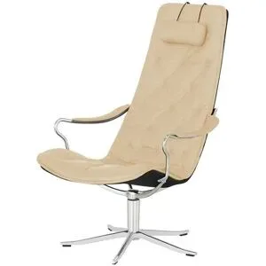Höffner Drehsessel aus Echtleder Bravo ¦ beige ¦ Maße (cm): B: 65 H: 106 T: 87.0