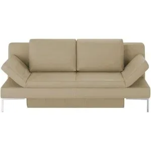 Höffner Schlafsofa mit Sitz- und Rückenfläche aus Echtleder Kenny ¦ beige ¦ Maße (cm):