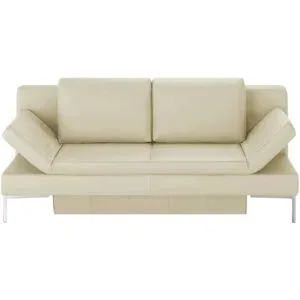 Höffner Schlafsofa mit Sitz- und Rückenfläche aus Echtleder Kenny ¦ creme ¦ Maße (cm):