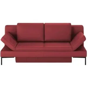 Höffner Schlafsofa mit Sitz- und Rückenfläche aus Echtleder Kenny ¦ rot ¦ Maße (cm): B: