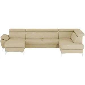 uno Wohnlandschaft mit verstellbarem Kopfteil Apollo ¦ beige ¦ Maße (cm): B: 338