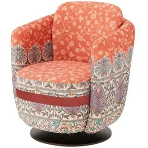 bassetti by SCHRÖNO Drehsessel aus Velours Murano ¦ rot ¦ Maße (cm): B: 74 H: 85