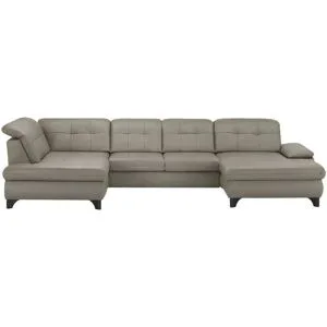 Lounge Collection Wohnlandschaft Leder  Jona ¦ grau ¦ Maße (cm): B: 368 H: 100