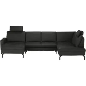 meinSofa Wohnlandschaft aus Leder Grace ¦ schwarz ¦ Maße (cm): B: 332 H: 89 T: