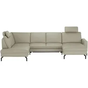 meinSofa Wohnlandschaft aus Leder Grace ¦ grau ¦ Maße (cm): B: 332 H: 89 T: