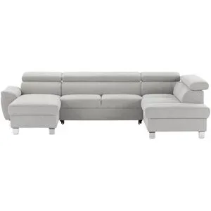 uno Wohnlandschaft aus Mikrofaser Avola ¦ grau ¦ Maße (cm): B: 318 H: 90 T: