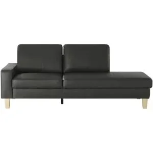 Höffner Recamiere aus Leder Bena ¦ schwarz ¦ Maße (cm): B: 213 H: 86 T: 97.0