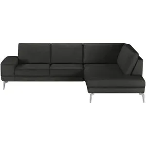 meinSofa Ecksofa aus Leder Dana ¦ schwarz ¦ Maße (cm): B: 269 H: 86 T: 222.0