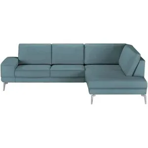 meinSofa Ecksofa aus Leder Dana ¦ blau ¦ Maße (cm): B: 269 H: 86 T: 222.0