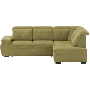 smart Ecksofa mit Kopfteilverstellung Tamara ¦ grün ¦ Maße (cm): H: 90