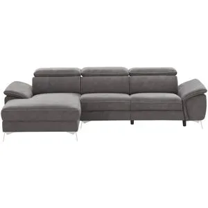 uno Ecksofa mit Relaxfunktion Danae small ¦ grau ¦ Maße (cm): B: 282 H: 78 T: