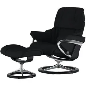 Stressless Relaxsessel mit Hocker  Reno L ¦ schwarz ¦ Maße (cm): B: 92 H: 110 T: