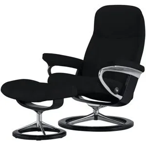 Stressless Relaxsessel mit Hocker Leder Consul L ¦ schwarz ¦ Maße (cm): B: 91 H: