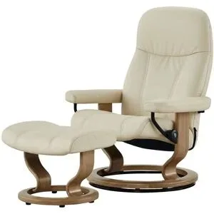 Stressless Relaxsessel mit Hocker Leder Consul L ¦ creme ¦ Maße (cm): B: 85 H:
