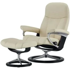 Stressless Relaxsessel mit Hocker Leder Consul L ¦ creme ¦ Maße (cm): B: 91 H: