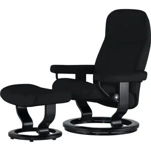 Stressless Relaxsessel mit Hocker Leder Consul M ¦ schwarz ¦ Maße (cm): B: 76 H: