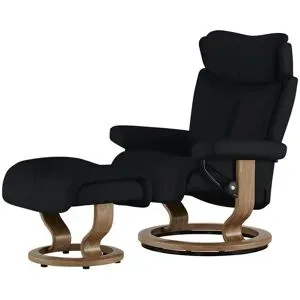 Stressless Relaxsessel mit Hocker Leder Magic L ¦ schwarz ¦ Maße (cm): B: 90 H: