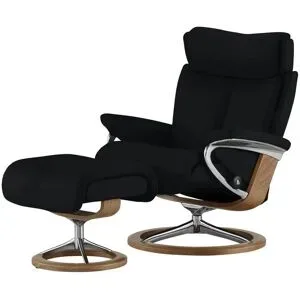 Stressless Relaxsessel mit Hocker Leder Magic L ¦ schwarz ¦ Maße (cm): B: 91 H: