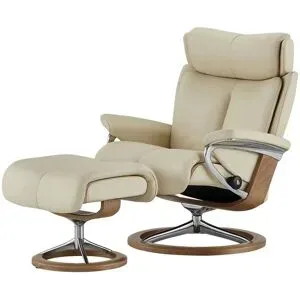 Stressless Relaxsessel mit Hocker Leder Magic M ¦ creme ¦ Maße (cm): B: 82 H: