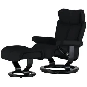 Stressless Relaxsessel mit Hocker Leder Magic S ¦ schwarz ¦ Maße (cm): B: 77 H: