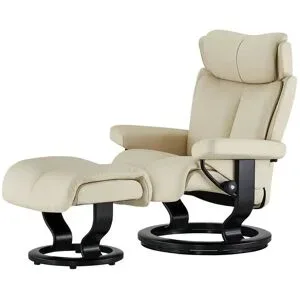Stressless Relaxsessel mit Hocker Leder Magic S ¦ creme ¦ Maße (cm): B: 77 H: