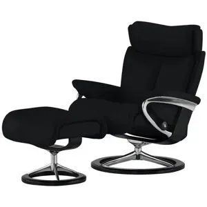 Stressless Relaxsessel mit Hocker Leder Magic S ¦ schwarz ¦ Maße (cm): B: 78 H: