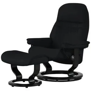 Stressless Relaxsessel mit Hocker Leder Sunrise L ¦ schwarz ¦ Maße (cm): B: 88