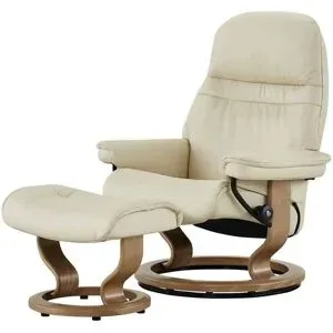 Stressless Relaxsessel mit Hocker Leder Sunrise L ¦ creme ¦ Maße (cm): B: 88 H:
