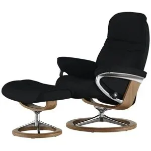 Stressless Relaxsessel mit Hocker Leder Sunrise L ¦ schwarz ¦ Maße (cm): B: 92